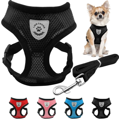 Breathable Mesh Small Dog Pet Harness and Leash