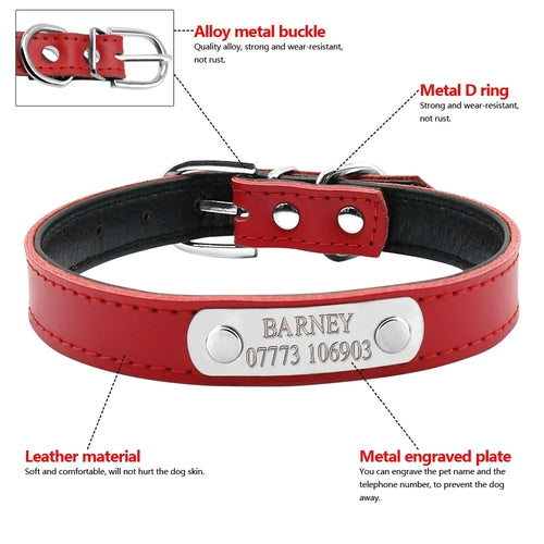 Leather Personalized Dog Collars Custom Cat Pet